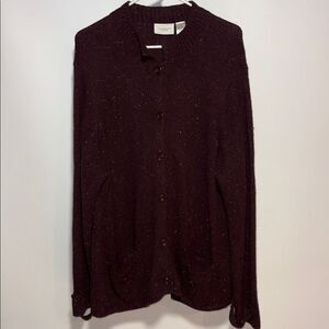Liz Claiborne Maroon Knit cardigan Sweater